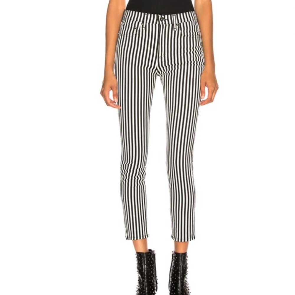 NWT‎ RAG & BONE OBA PRINT STRIPE HIGH RISE ANKLE SKINNY SIZE 24